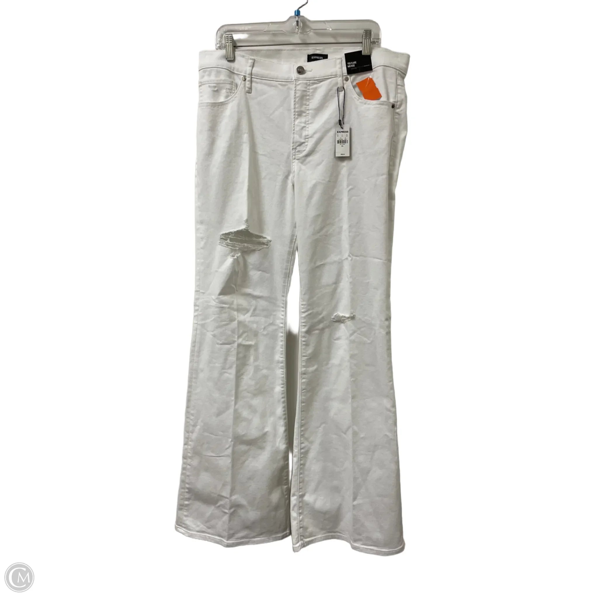 Men's Jeans with Embroidered LogosJeans Flared By Express In White Denim, Size: 14l