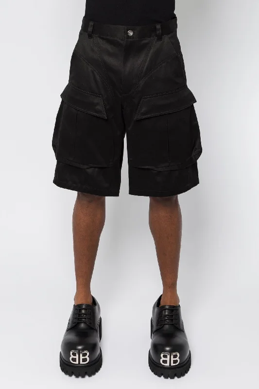 Men's Coats with Hidden PocketsMugler Tailored Cargo Shorts in Black SS25