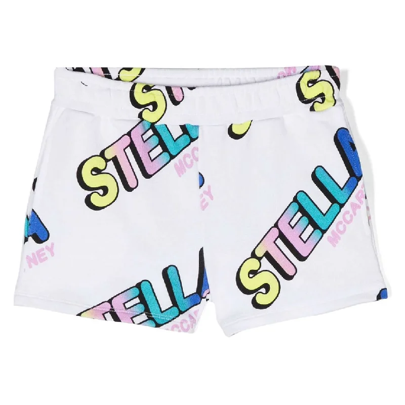 Men's Comfortable Elastic Waistband ShortsWhite Logo Shorts