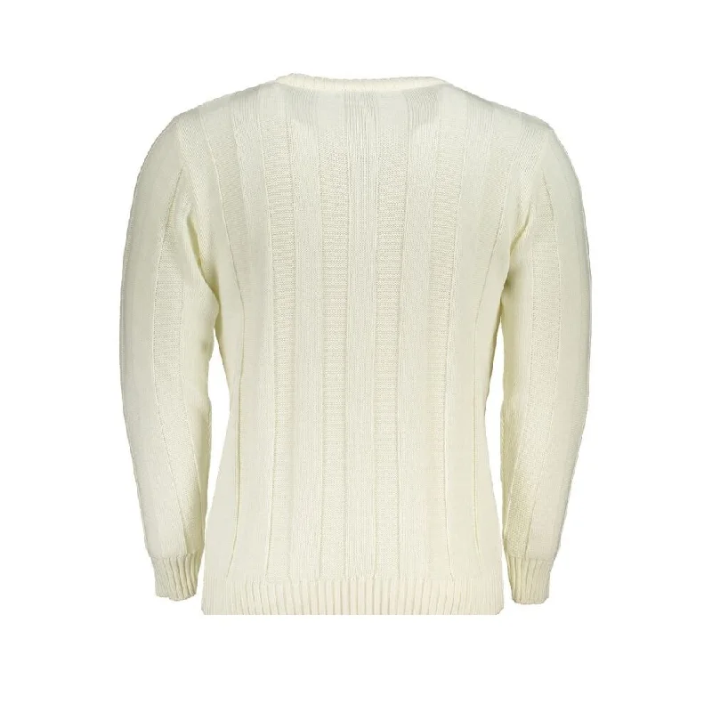 Men's Sweaters with Long SleevesU.S. Grand Polo White Fabric Men's Sweater