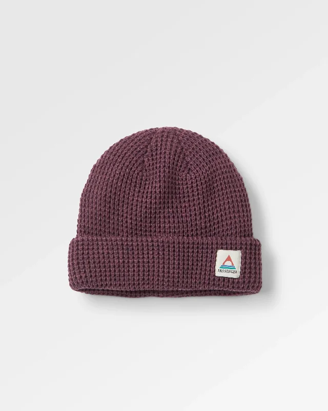 Cheap Winter HatsMoss Recycled Double Layer Waffle Beanie - Deep Plum