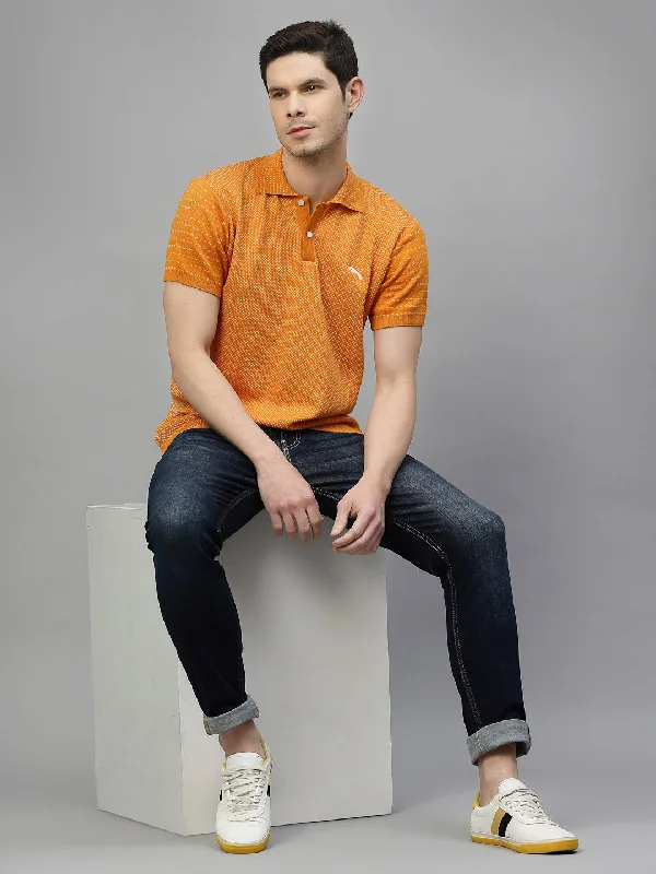 Men's Shirts for Beach OutingsJUMP USA Men Orange & White Polo Collar Pure Cotton T-Shirt Men's Shirts for Beach OutingsJUMP USA Men Orange & White Polo Collar Pure Cotton T-Shirt