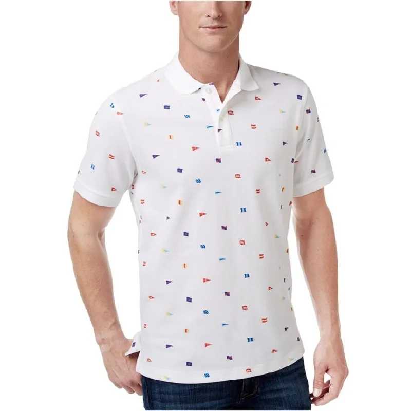 Men's Shirts with Appliqué DetailsClub Room Mens Flag Print Performance Rugby Polo Shirt