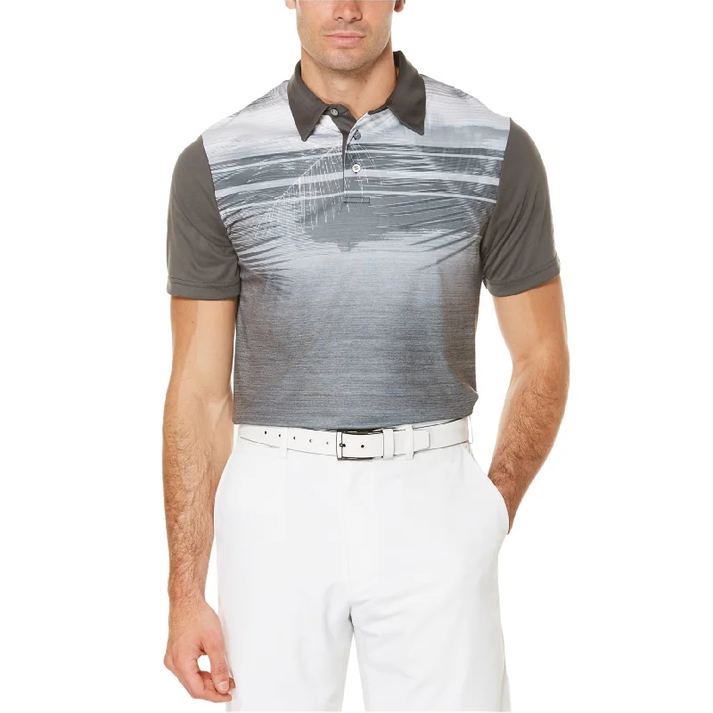 Men's Shirts with Roll-Up SleevesPGA Tour Mens Palm Rugby Polo Shirt, Grey, Small