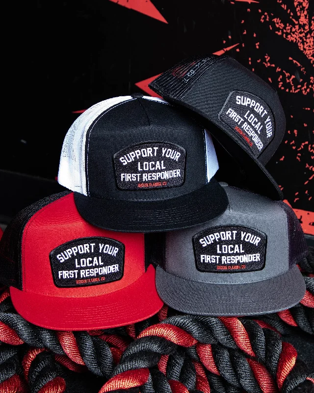 Protective Hard HatsSupport Your Local First Responder Flat Bill Trucker Snapback