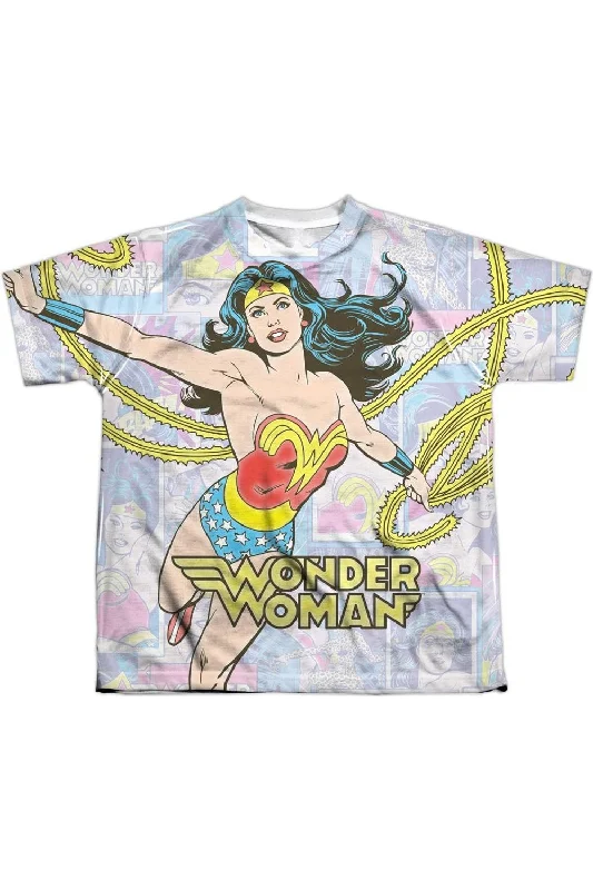 Classic Men's Button-Up ShirtsDC Comics Wonder Woman Collage Short Sleeve Youth Poly Crew Tee / T-Shirt Classic Men's Button-Up ShirtsDC Comics Wonder Woman Collage Short Sleeve Youth Poly Crew Tee / T-Shirt