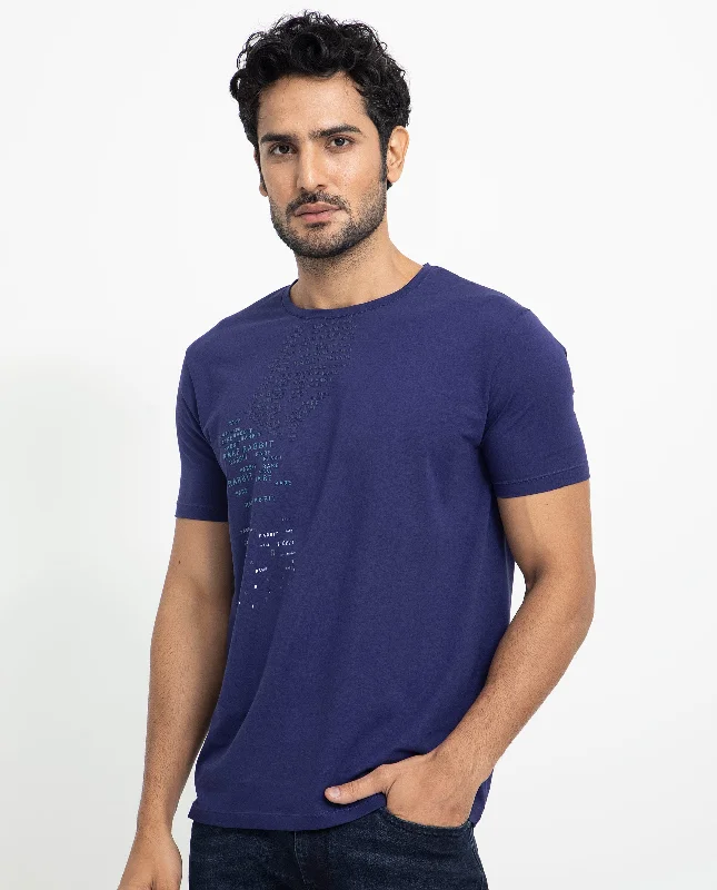 Men's Shirts with Roll-Up SleevesRare Rabbit Men's Viras Blue Cotton Lycra Fabric Crew Neck Half Sleeves Regular Fit Graphic Print Branding T-Shirt Men's Shirts with Roll-Up SleevesRare Rabbit Men's Viras Blue Cotton Lycra Fabric Crew Neck Half Sleeves Regular Fit Graphic Print Branding T-Shirt