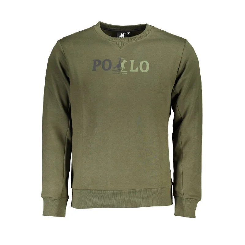 Men's Sweaters with High-Neck DesignsU.S. Grand Polo Elegant Green Crew Neck Men's Sweatshirt