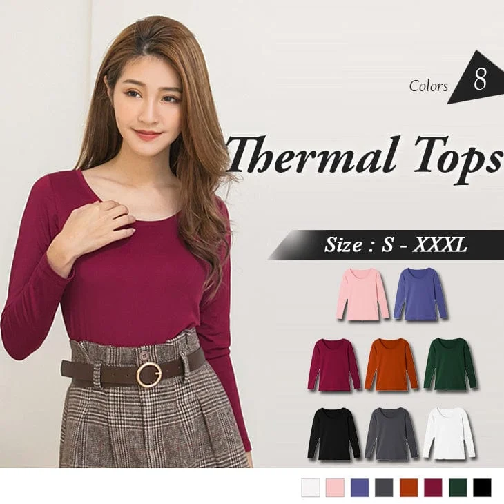 Men's Sweaters with Embroidered DesignsLONG SLEEVE ROUND NECK WARM THERMAL TOPS
