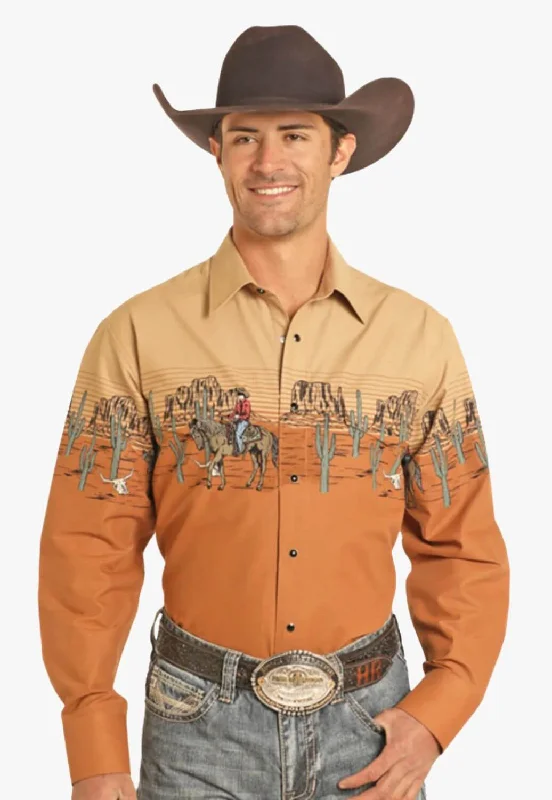 Versatile Men's Short-Sleeve ShirtsPanhandle Mens Cowboy Desert Border Long Sleeve Shirt Versatile Men's Short-Sleeve ShirtsPanhandle Mens Cowboy Desert Border Long Sleeve Shirt