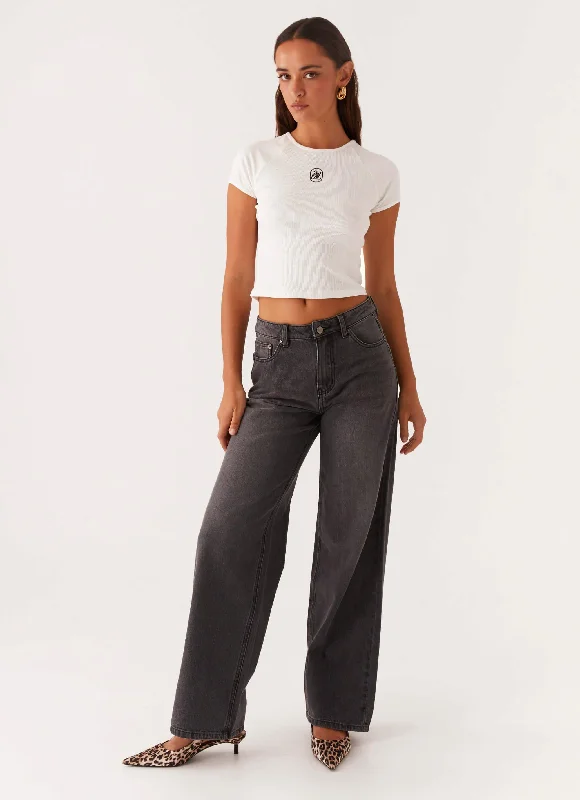 Classic Men's Jeans StyleKeanna Low Rise Denim Jeans - Charcoal