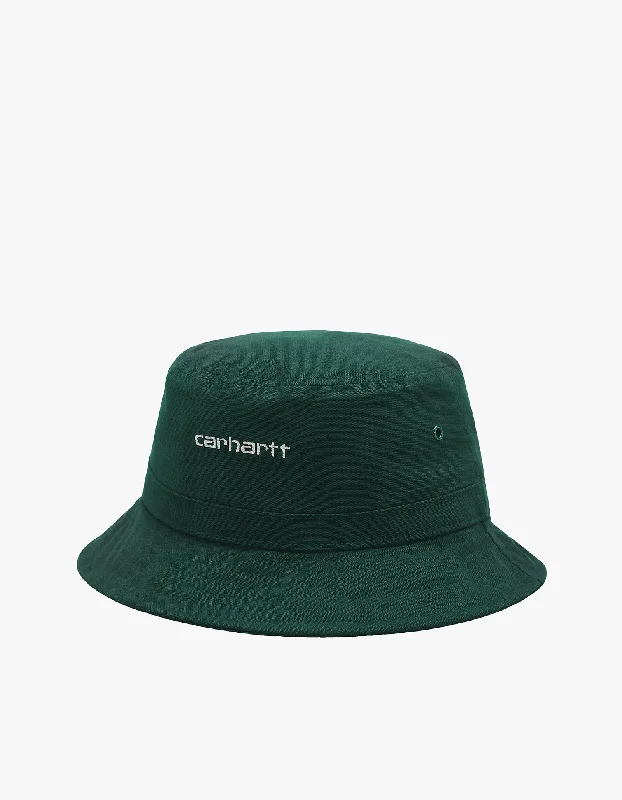Summer Straw HatsScript Bucket Hat - Treehouse/White