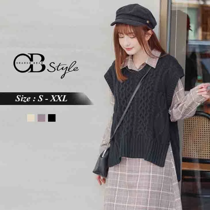 Men's Sweaters for Winter SportsORANGEBEAR TWIST THICK KNIT SLIT VESTS