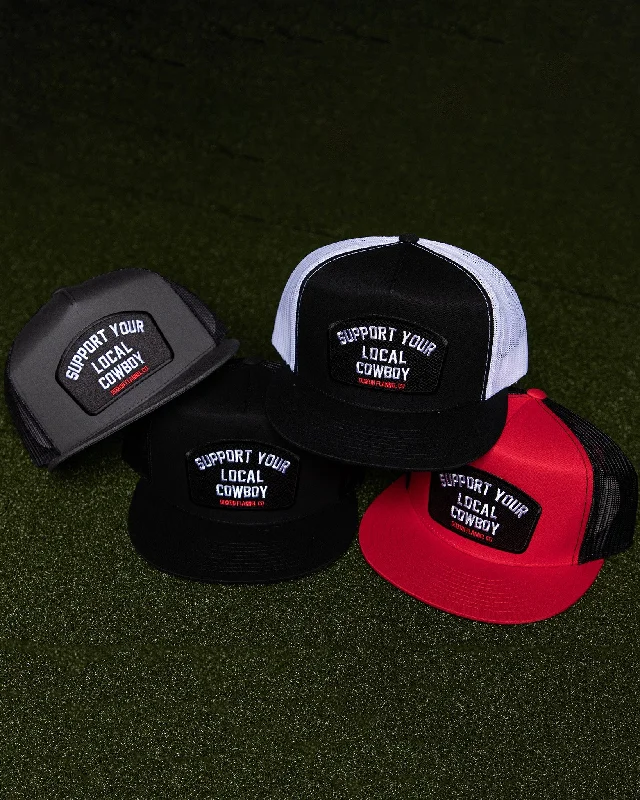 Sun-Protective Beach HatsSupport Your Local Cowboy Flat Bill Trucker Snapback