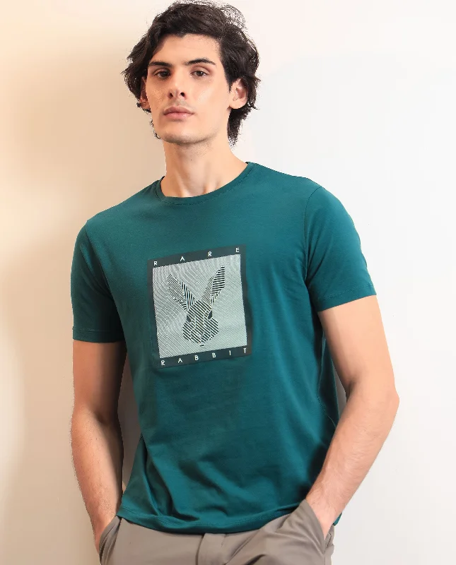 Men's Shirts with High NecksRare Rabbit Men's Princeton Green Crew Neck Graphic Logo Printed Half Sleeves Slim Fit T-Shirt Men's Shirts with High NecksRare Rabbit Men's Princeton Green Crew Neck Graphic Logo Printed Half Sleeves Slim Fit T-Shirt