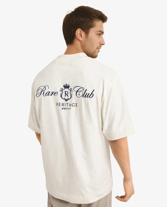 Men's Shirts with Wingtip CollarsRare Rabbit Men Hyde Off White Cotton Fabric Short Sleeve Crew Neck Oversized Fit Embroidered Back T-Shirt Men's Shirts with Wingtip CollarsRare Rabbit Men Hyde Off White Cotton Fabric Short Sleeve Crew Neck Oversized Fit Embroidered Back T-Shirt
