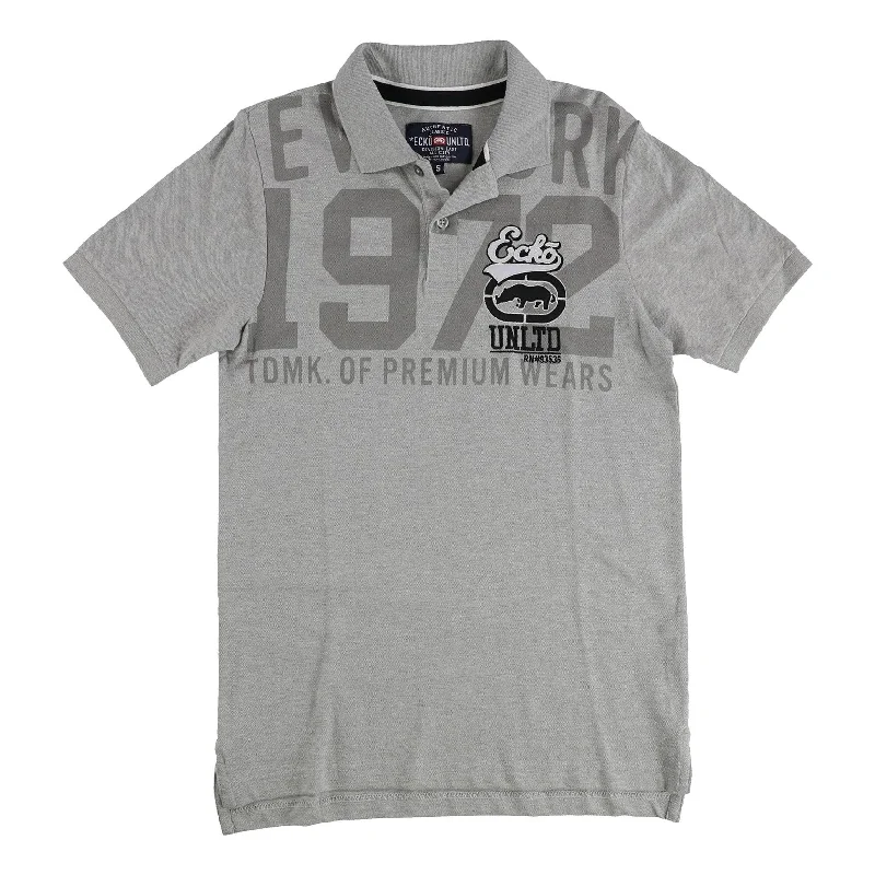 Striped Men's TopsEcko Unltd. Mens 1972 Premium Wears Rugby Polo Shirt, Grey, X-Small