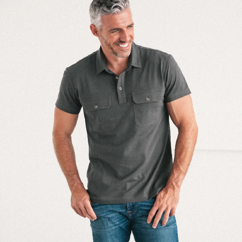 Men's Shirts with Button-Down PocketsConstructor Short Sleeve Polo Shirt –  Slate Gray Cotton Jersey