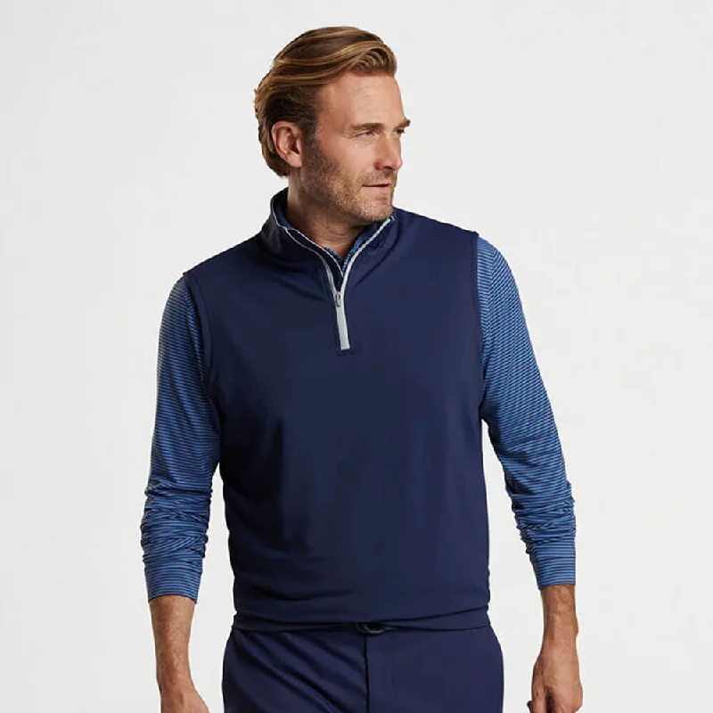 Designer Men's OvercoatsPeter Millar Galway Performance Quarter-Zip Vest - Navy*