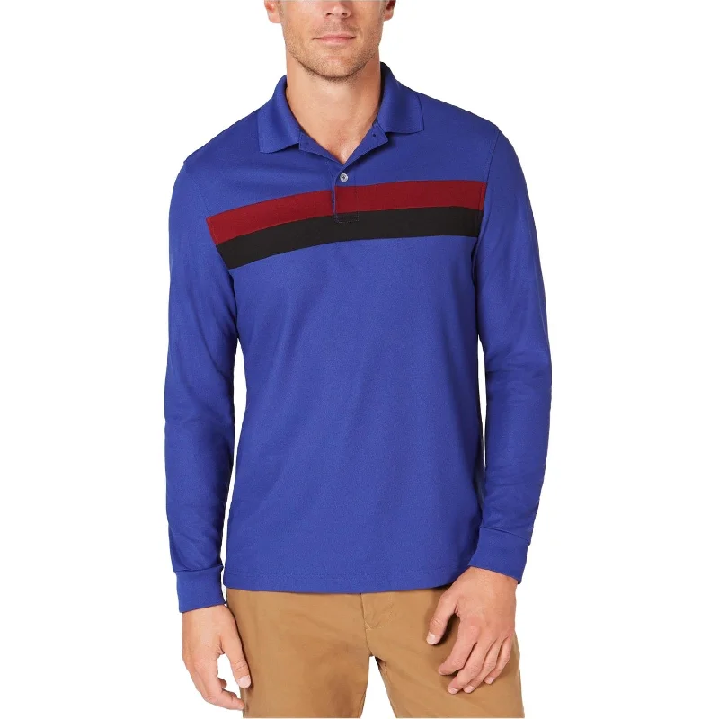 Breathable Men's Mesh TopsClub Room Mens Striped Rugby Polo Shirt