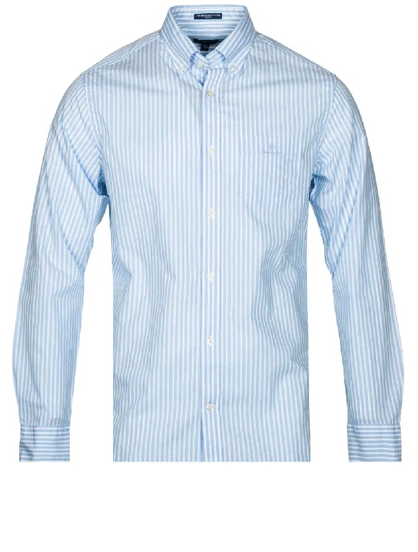 Classic Men's Dress ShirtsRegular Buttondown Broadcloth Stripe Capri Blue