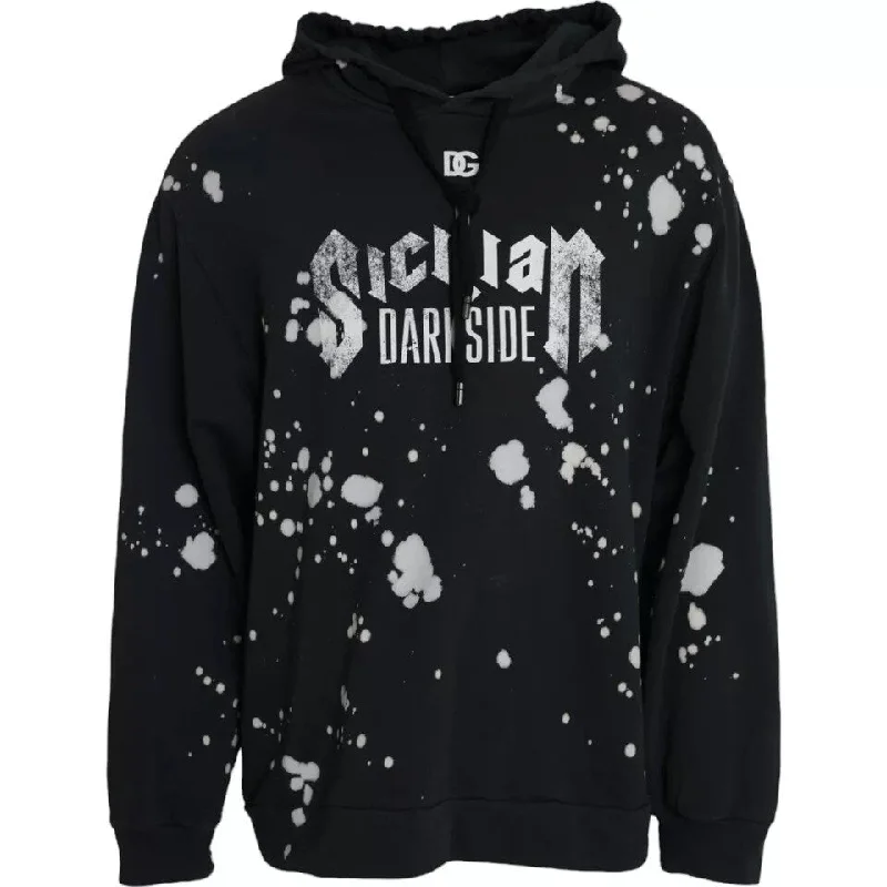 Men's Sweaters with Button CuffsDolce & Gabbana Black Sicilian Hooded Sweatshirt Men's Sweater Men's Sweaters with Button CuffsDolce & Gabbana Black Sicilian Hooded Sweatshirt Men's Sweater