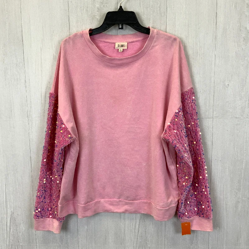 Men's Hoodies with Appliqué DetailsSweatshirt Collar By Bibi In Pink, Size: L