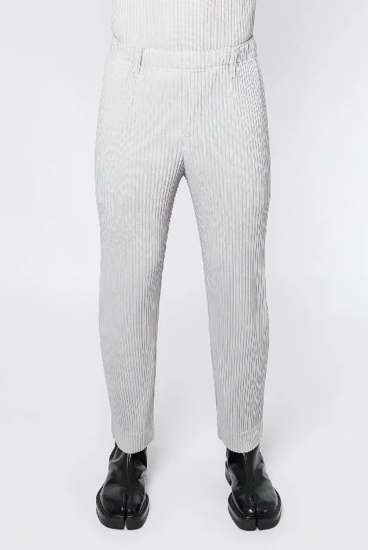 Elegant Men's Wool CoatsHomme Plissé Issey Miyake Basics Straight Leg Trousers in Light Gray