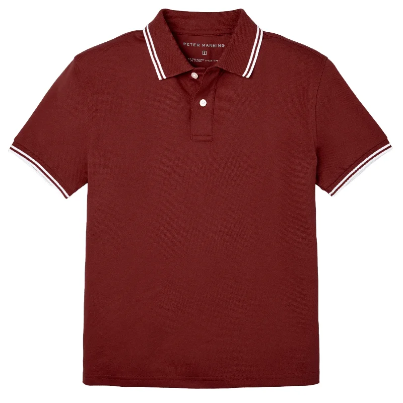 Men's Shirts with Embroidered DesignsJames Polo Shirt - Burgundy Tipped