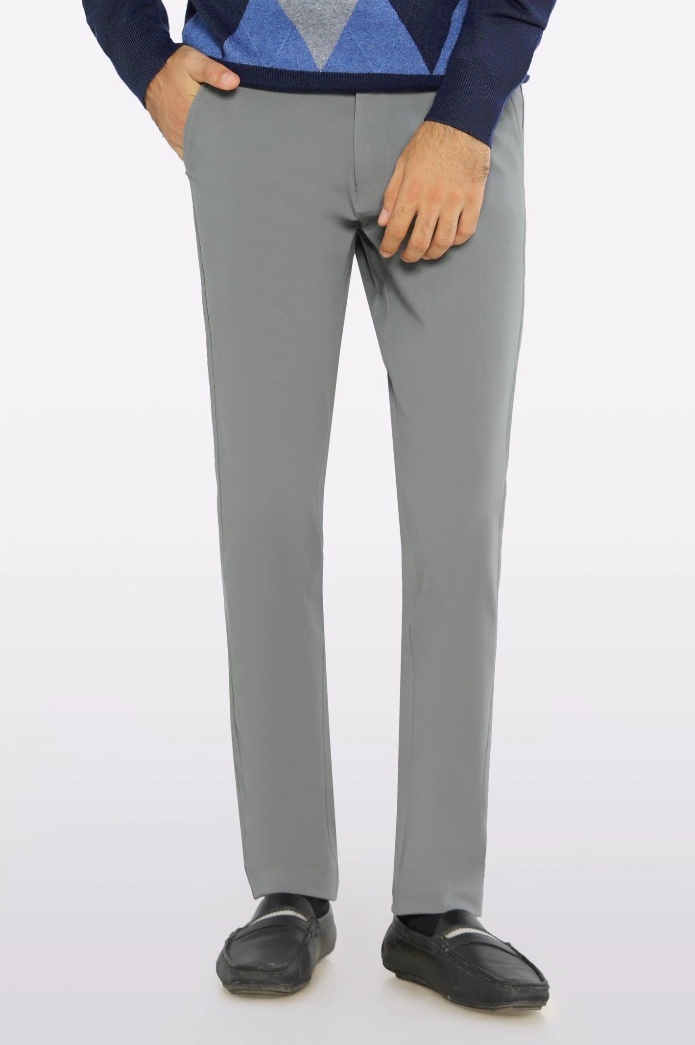 Yoked Back Men's JeansGrey Smart Fit Cotton Chino