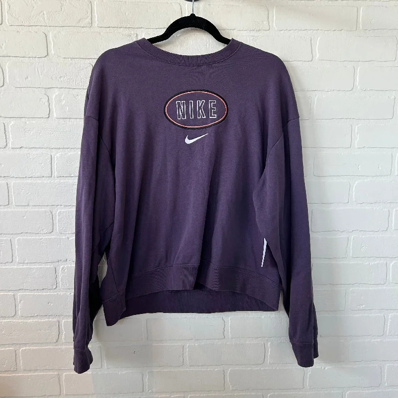 Men's Hoodies with Asymmetric ZippersAthletic Sweatshirt Crewneck By Nike In Purple, Size: L Men's Hoodies with Asymmetric ZippersAthletic Sweatshirt Crewneck By Nike In Purple, Size: L