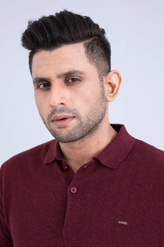 Men's Shirts with Elastic WaistbandsRelaxed Fit Knitted Polo Shirt