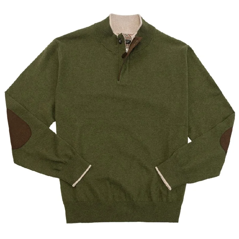 Casual Men's Pullover SweatersCotton and Cashmere Mock Neck Elbow Patch Sweater in Green by Viyella Casual Men's Pullover SweatersCotton and Cashmere Mock Neck Elbow Patch Sweater in Green by Viyella