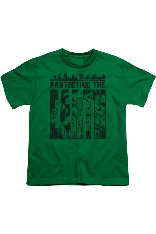 Men's Shirts with Elastic WaistbandsDC Comics Protecting The Earth Short Sleeve Youth Tee / T-Shirt