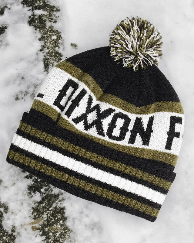 Affordable Baseball HatsPuff Ball Beanie - O.D. Green, Black, & White