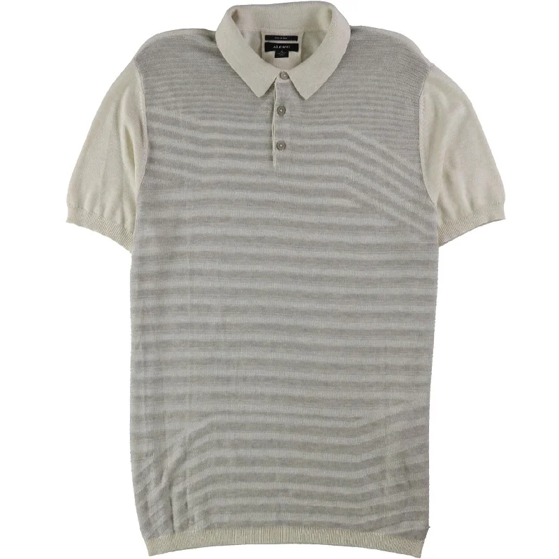 Men's Shirts with Embellished SleevesAlfani Mens Textured Rugby Polo Shirt