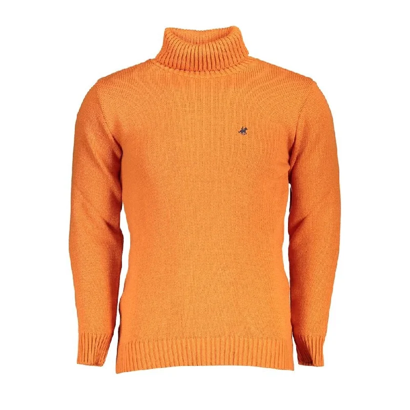 Men's Sweaters in Neutral ColorsU.S. Grand Polo Elegant Turtleneck Embroidered Men's Sweater