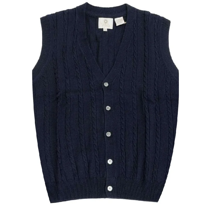 Trendy Men's Oversized SweatersExtra Fine 'Zegna Baruffa' Merino Wool Button-Front Cable Knit Sleeveless Sweater Vest in Navy by Viyella Trendy Men's Oversized SweatersExtra Fine 'Zegna Baruffa' Merino Wool Button-Front Cable Knit Sleeveless Sweater Vest in Navy by Viyella