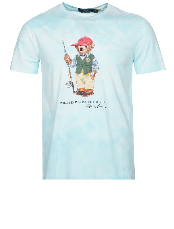 Casual Men's T-ShirtsPolo Bear Tie-Dye T-Shirt Blue