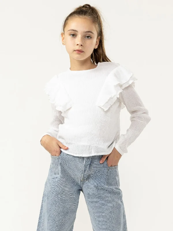 Men's Skinny-Fit Shirts for a Trendy LookGirls Long Sleeve Shirt White Top