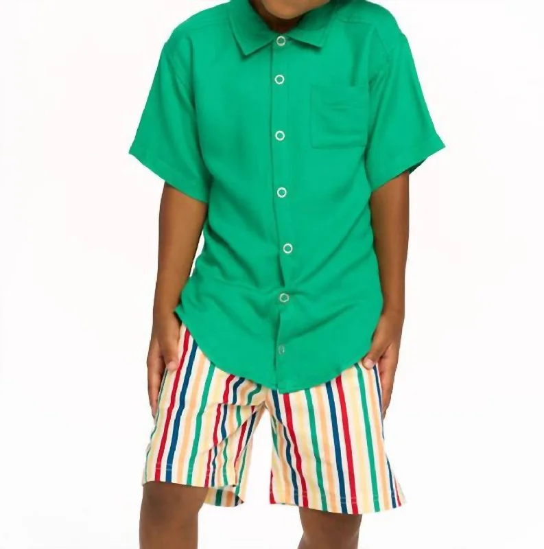 Men's Camping Shirts for Outdoor AdventuresShort Sleeve Pocket Shirt In Deep Mint