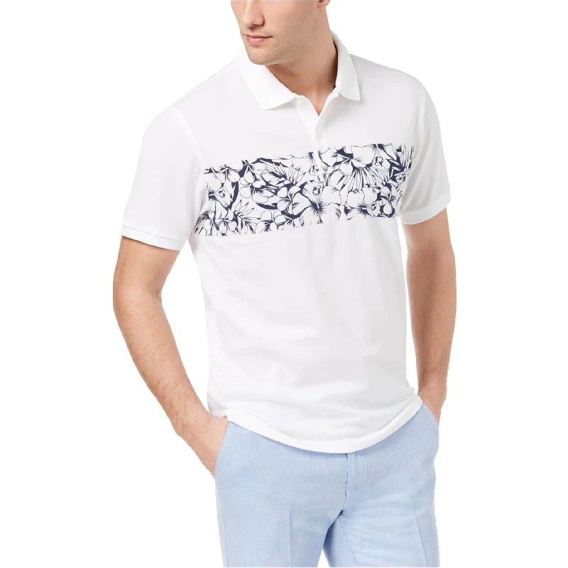 Solid-Colored Men's ShirtsClub Room Mens Floral Stripe Rugby Polo Shirt