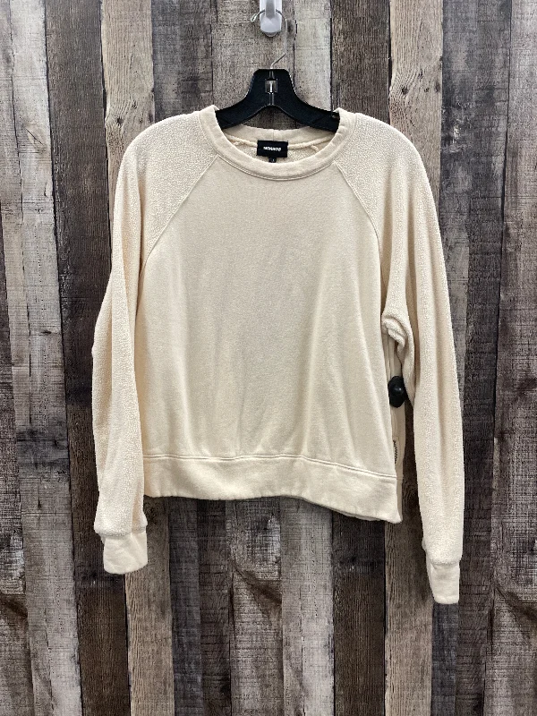 Men's Hoodies with ThumbholesSweatshirt Crewneck By Cme In Cream, Size: S