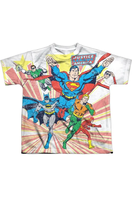 Men's Shirts with Full PlacketsDC Comics Coming At You Short Sleeve Youth Poly Crew Tee / T-Shirt