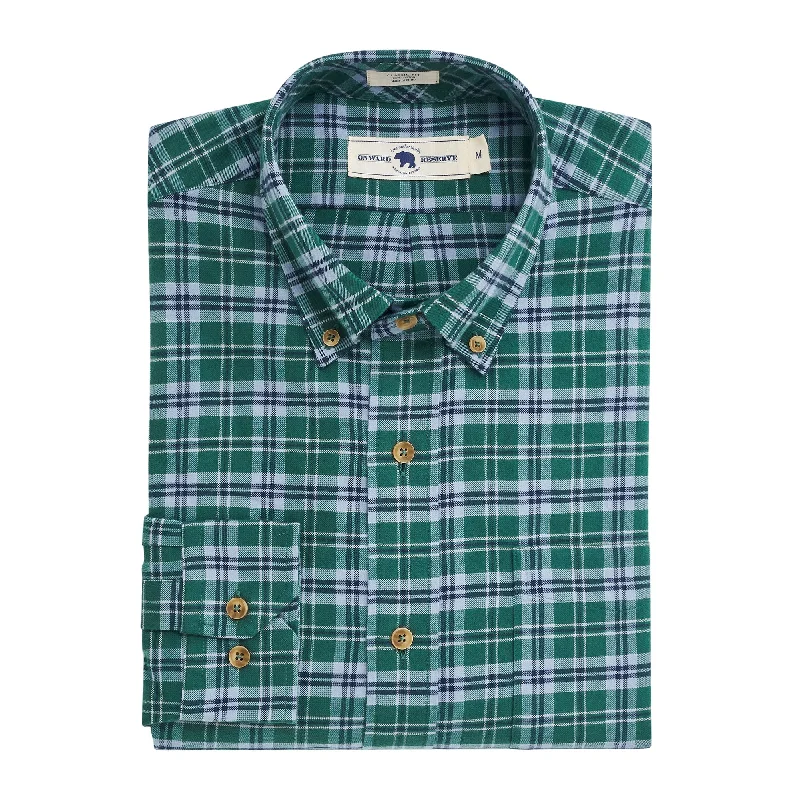 Men's Easy-Care Shirts for Busy LifestylesONWARD RESERVE EDINBURGH FEATHERWEIGHT FLANNEL IN BOTTLE GREEN