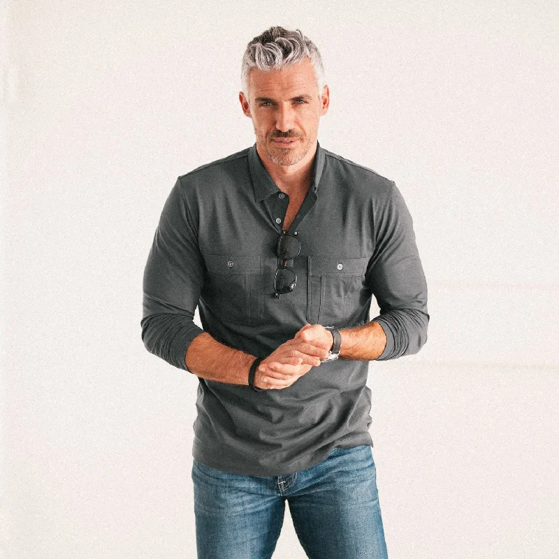 Men's Shirts with Hidden PocketsFixer Polo Shirt –  Slate Gray Cotton Jersey