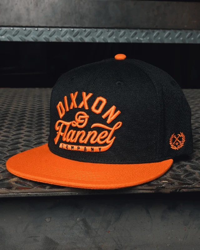 Oversized Bucket HatsOrange Pastime Flat Bill Snapback - Black