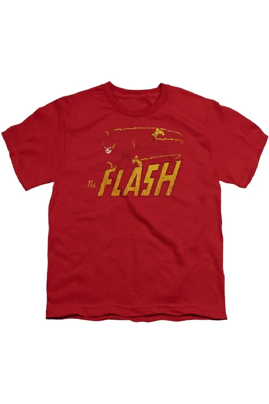 Men's Shirts with Graphic PrintsDC Comics Flash Flash Speed Distressed Short Sleeve Youth Tee / T-Shirt Men's Shirts with Graphic PrintsDC Comics Flash Flash Speed Distressed Short Sleeve Youth Tee / T-Shirt