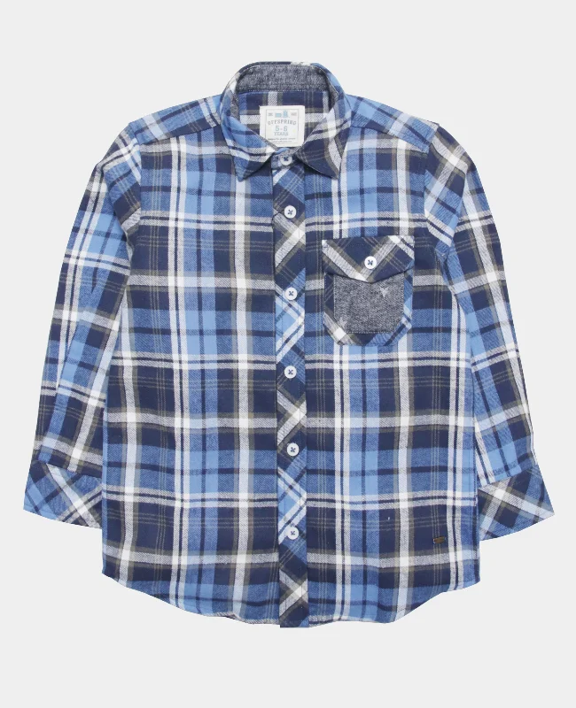 Men's Long-Sleeve Shirts for Year-Round WearBoys Blue Flannel Check