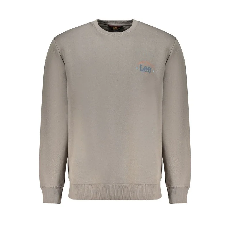 Solid-Colored Men's SweatersLee Gray Cotton Men Men's Sweater